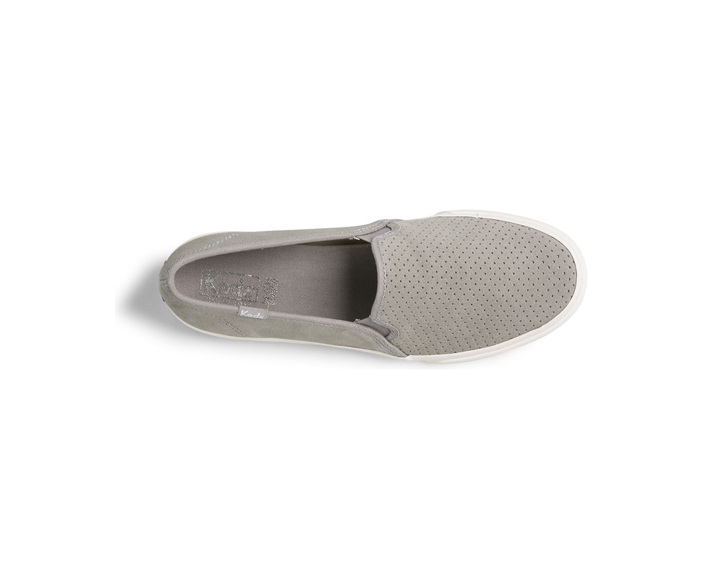 Keds Womens Slip Ons Grey - Double Decker Perf Suede - 853PWTONK